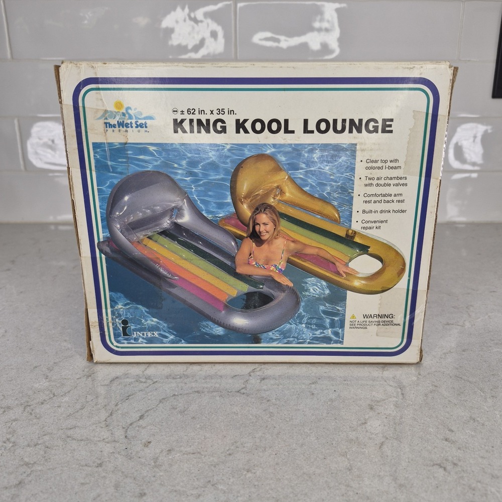 Vintage Intex The Wet Set King Kool Lounge Pool Float Inflatable 1996 62"×35"